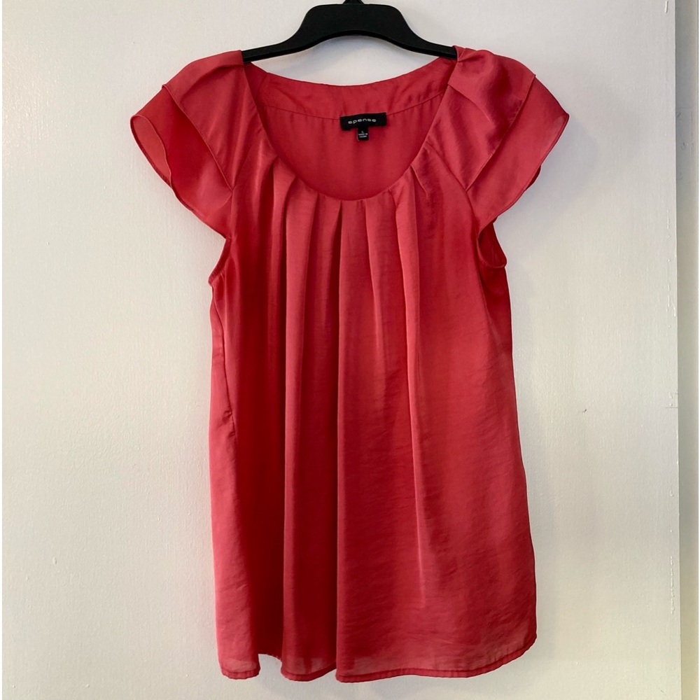Spense Brand Scoop Neck Salmon/Coral Pink Top-Size L